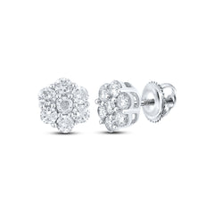 1CTW-DIA NK 7 STONE FLOWER EARRING