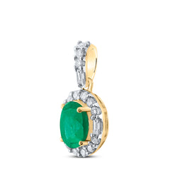 1/4CTW-DIA CN 3/4CTW-EMERALD OVAL PENDANT
