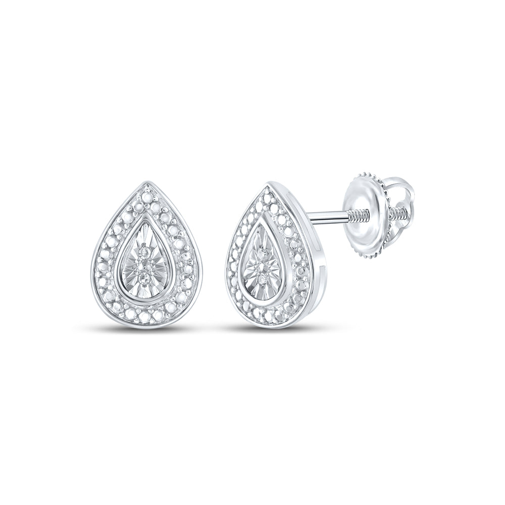 Sterling Silver 0.01 CTW-Natural Diamond Gift Pear Earring 1.51 Gram