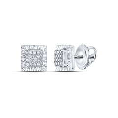 Sterling Silver 1/10 CTW-Natural Diamond Gift Square Earring 0.97 Gram