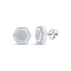 Sterling Silver 1/6 CTW-Natural Diamond Gift Hexagon Earring 2.97 Gram