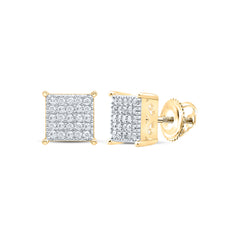 Yellow-Tone Sterling 1/4 CTW-Natural Diamond Gift Square Earring 1.57 Gram