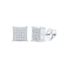 Sterling Silver 1/4 CTW-Natural Diamond Gift Square Earring 1.57 Gram