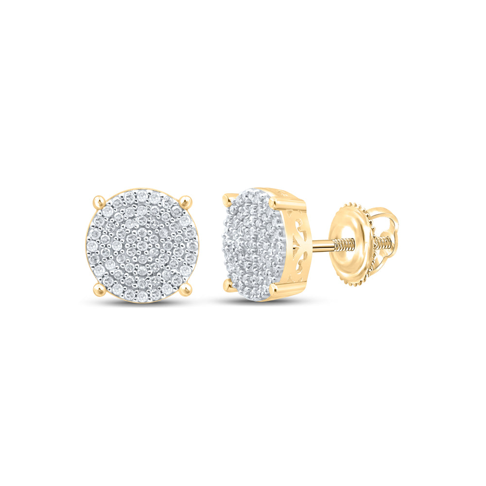 Yellow-Tone Sterling 1/2 CTW-Natural Diamond Gift Round Earring 2.31 Gram