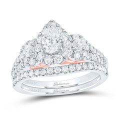 1 1/2CTW-DIA ANA M 3/8CT-CPEAR BELLISSIMO BRIDAL SET