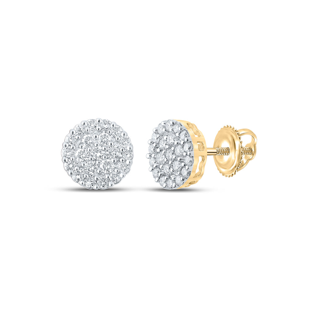 10K Yellow Gold 1 CTW-Natural Diamond Round Earring 1.96 Gram