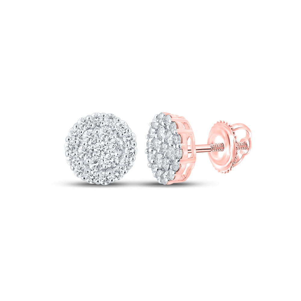 10K Rose Gold 1 7/8 CTW-Natural Diamond Round Earring 3.16 Gram