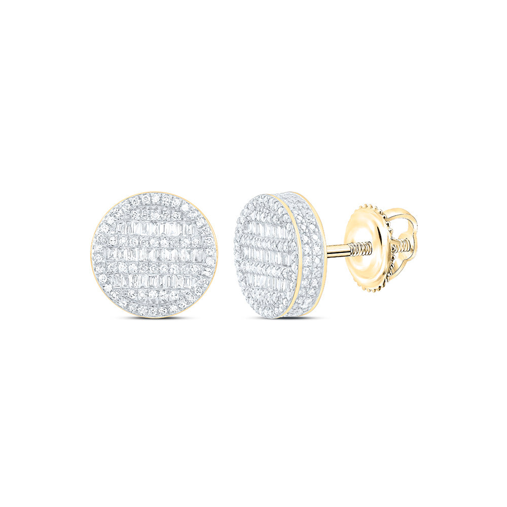 10K Yellow Gold 1 CTW-Natural Diamond Baguette Round Shape Earring 3.49 Gram