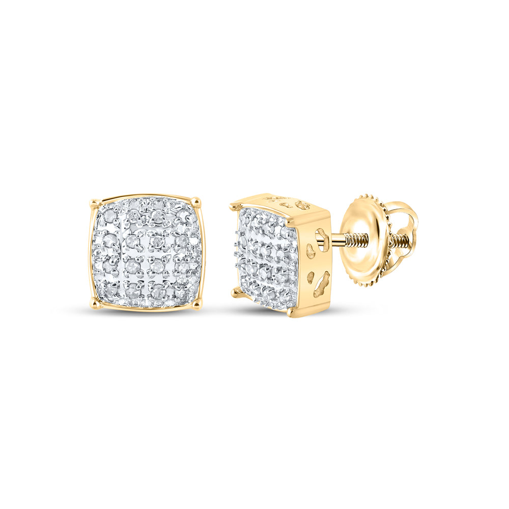 10K Yellow Gold 1/10 CTW-Natural Diamond Mens Cushion Earring 1.45 Gram