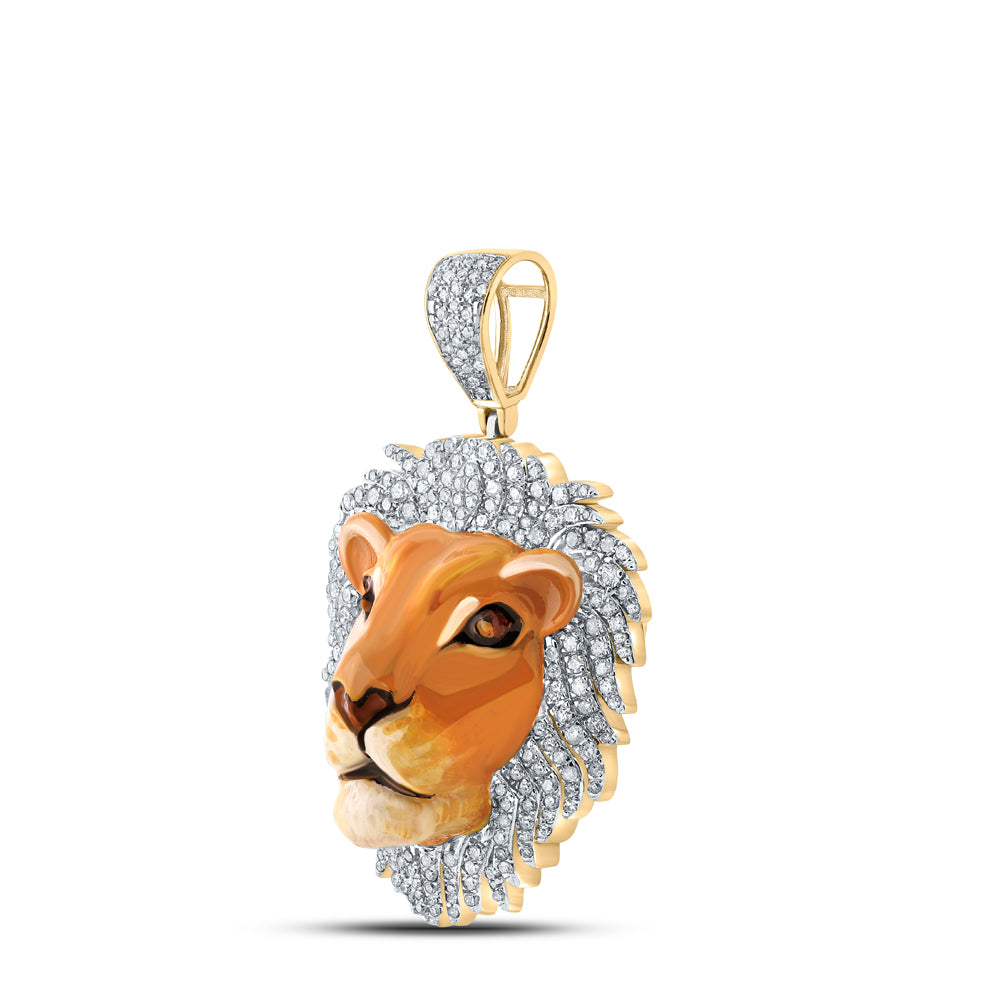 1CTW-DIA P1 LION FACE MENS CHARM