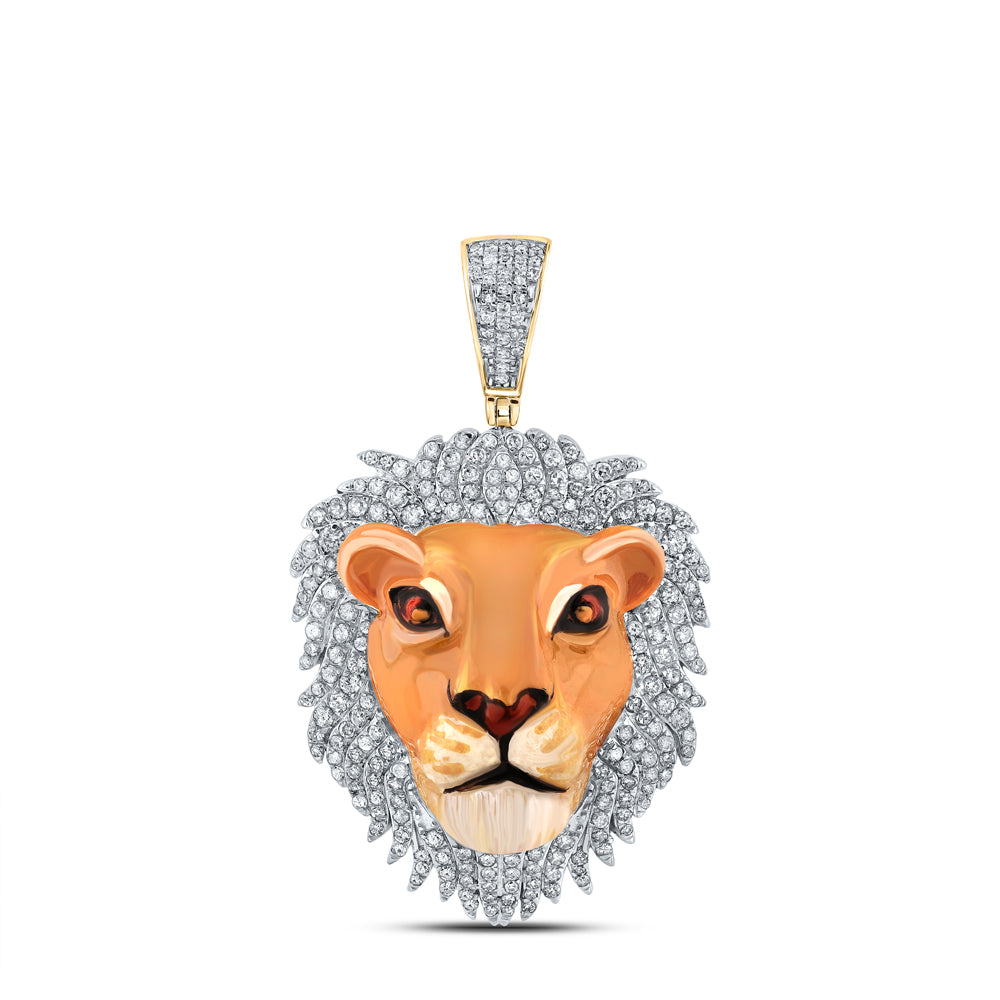 1CTW-DIA P1 LION FACE MENS CHARM