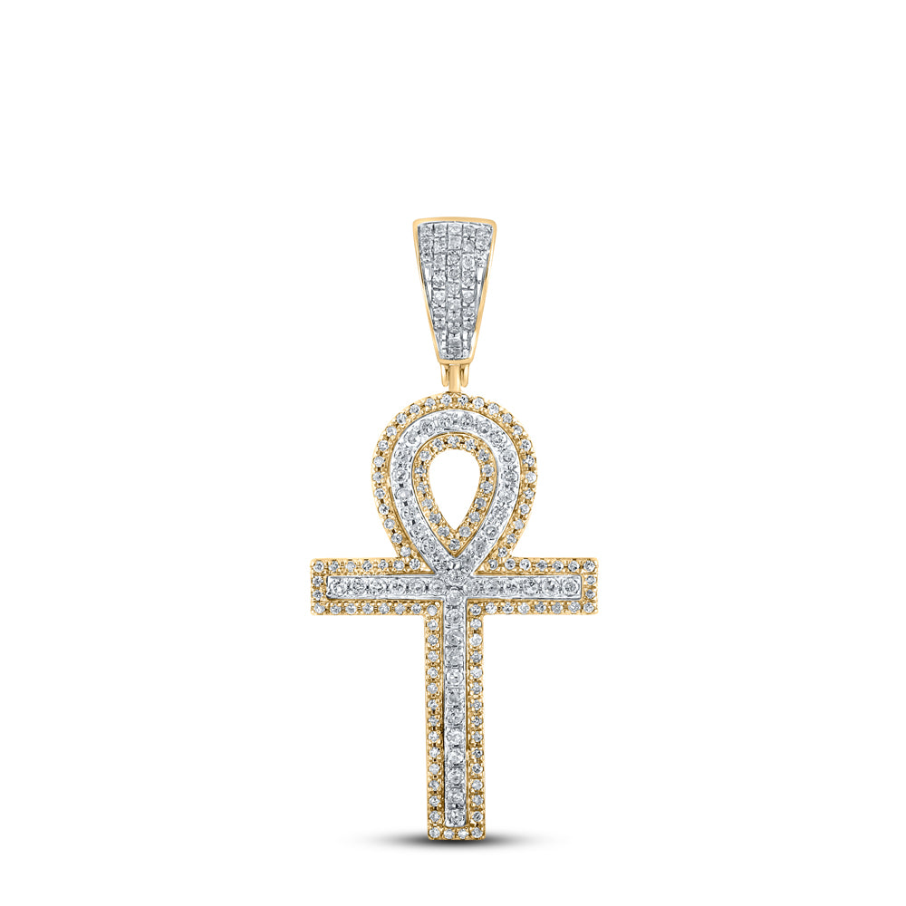 7/8CTW-DIA P1P2 ANKH MENS CHARM