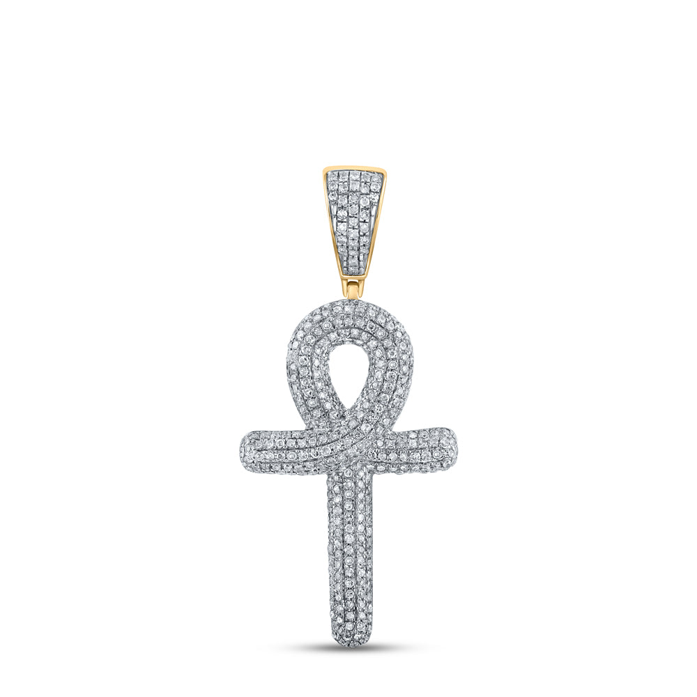 3/4CTW-DIA P1P2 ANKH MENS CHARM