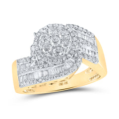 10K Yellow Gold 1 CTW-Natural Diamond Flower Head Fashion Ring 6.22 Gram