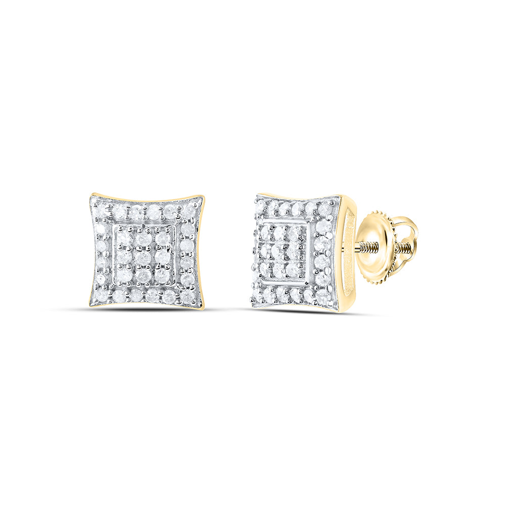 Yellow-Tone Sterling 1/4 CTW-Natural Diamond Gift Square Kite Earring 1.31 Gram