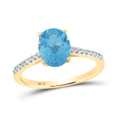 10K Yellow Gold 1/10 CTW-Natural Diamond 2 1/5 Ct-Bt Synthetic Gemstone Ring 1.78 Gram