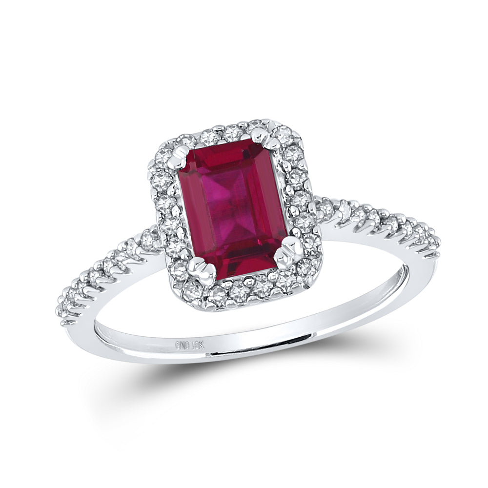 1/4CTW-DIA 1 1/2CT-RUBY SYNTHETIC GEMSTONE RING
