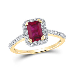 1/4CTW-DIA 1 1/2CT-RUBY SYNTHETIC GEMSTONE RING
