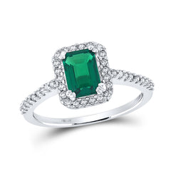 1/4CTW-DIA 7/8CT-EM SYNTHETIC GEMSTONE RING