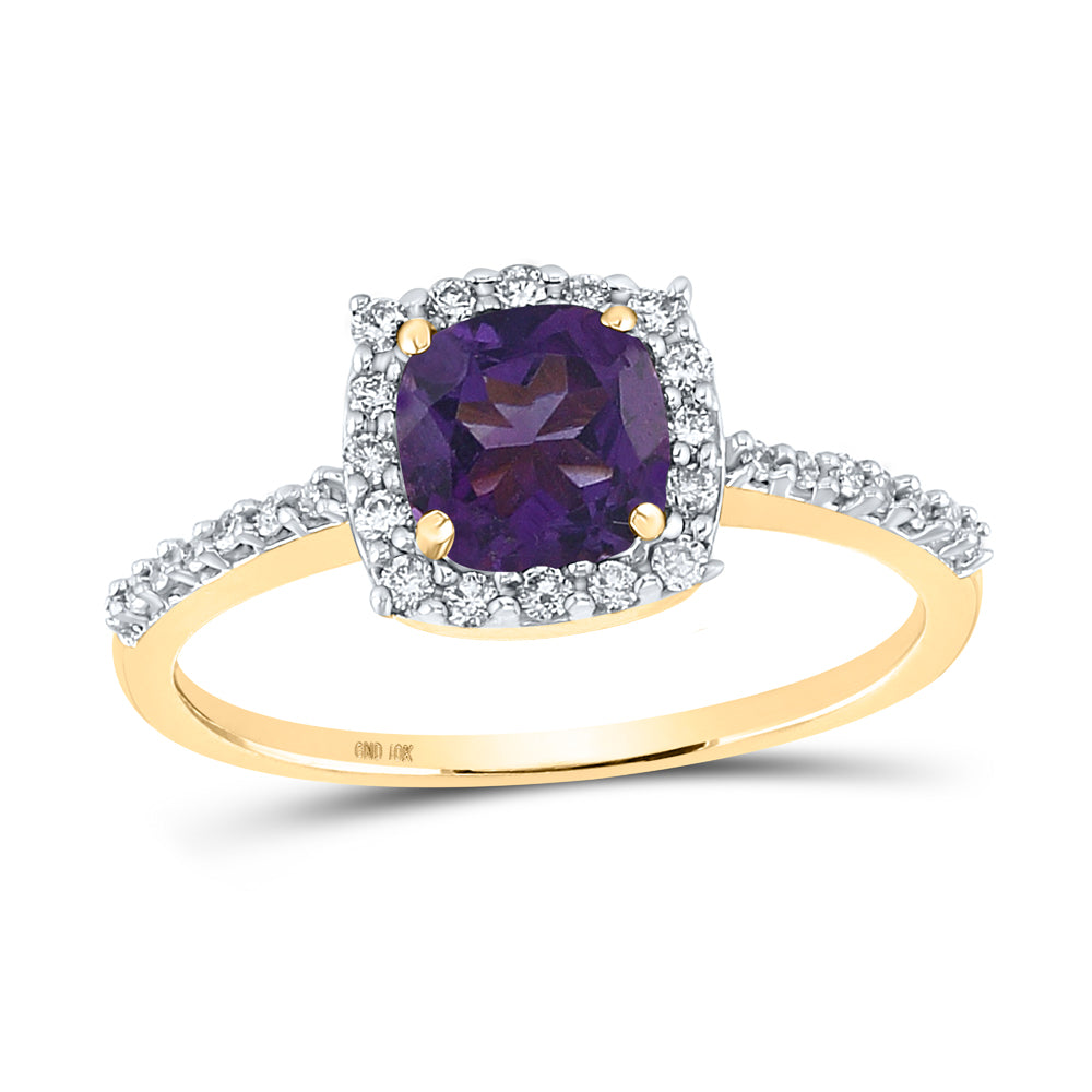 1/5CTW-DIA 7/8CT-AM SYNTHETIC GEMSTONE RING