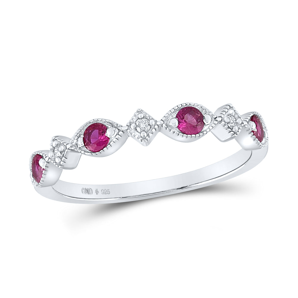 0.03CTW-DIA 1/3CT-RUBY SYNTHETIC GEMSTONE RING