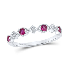 0.03CTW-DIA 1/3CT-RUBY SYNTHETIC GEMSTONE RING