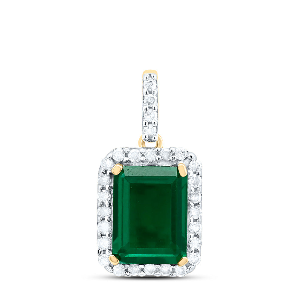 1/6CTW-DIA 1 1/CT-EM SYNTHETIC GEMSTONE PENDANT