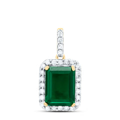 1/6CTW-DIA 1 1/CT-EM SYNTHETIC GEMSTONE PENDANT