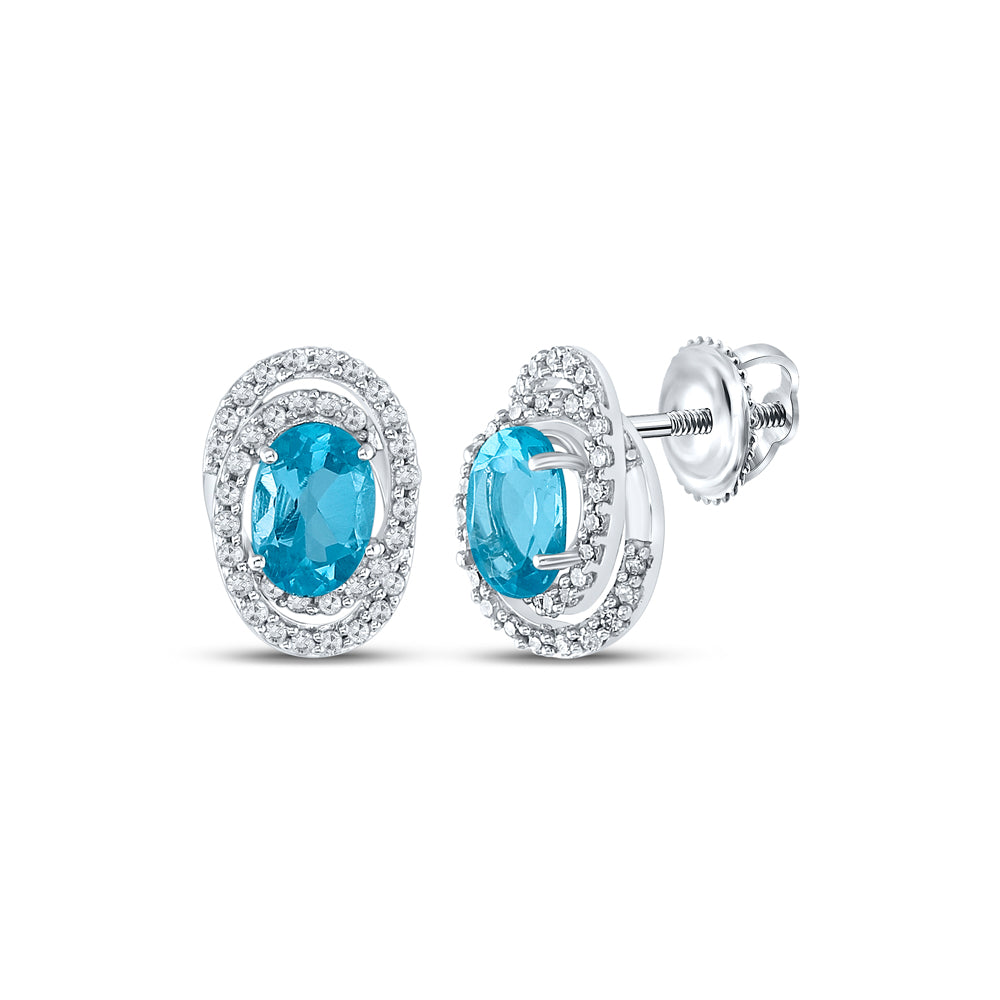3/8CTW-DIA 1 7/8CT-BT SYNTHETIC GEMSTONE EARRING