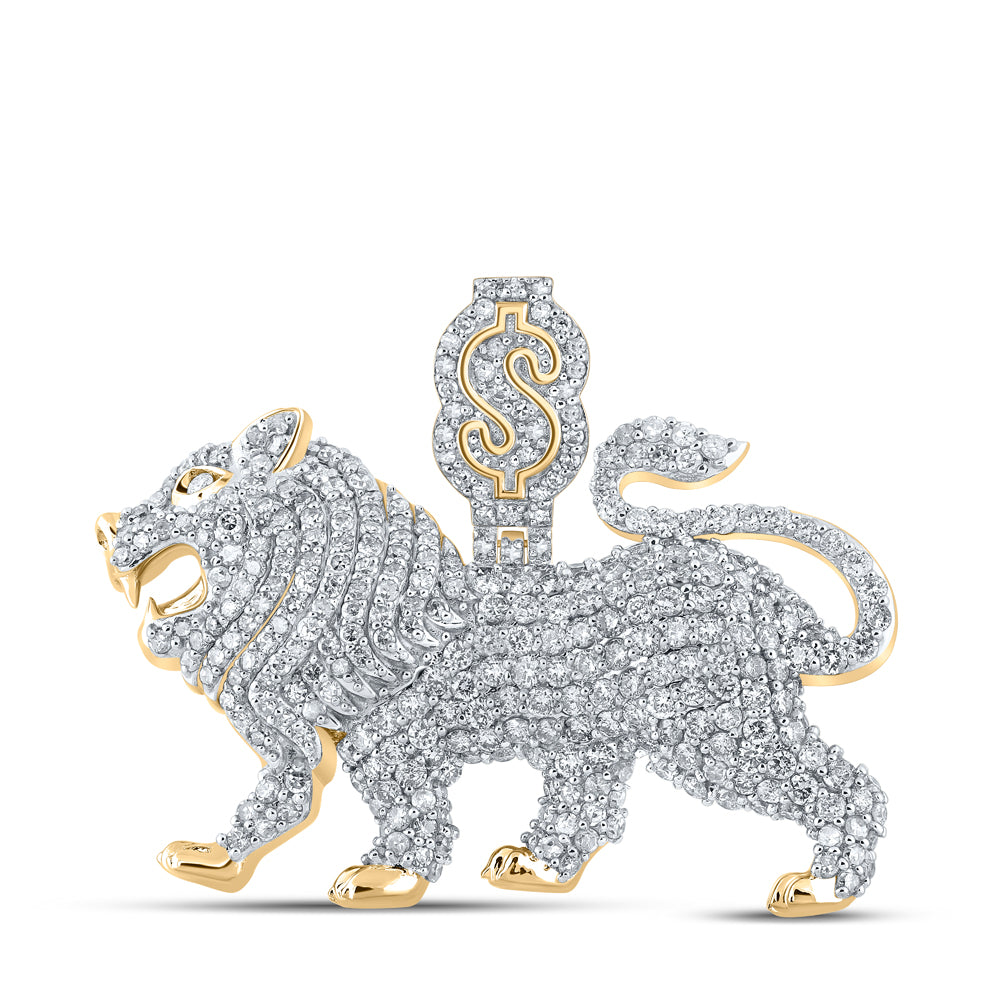 2 3/4CTW-DIA NK LION MENS CHARM WITH DOLLAR LOOP