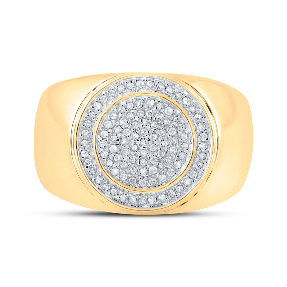 10K Yellow Gold 1/3 CTW-Natural Diamond Mens Ring 6.06 Gram
