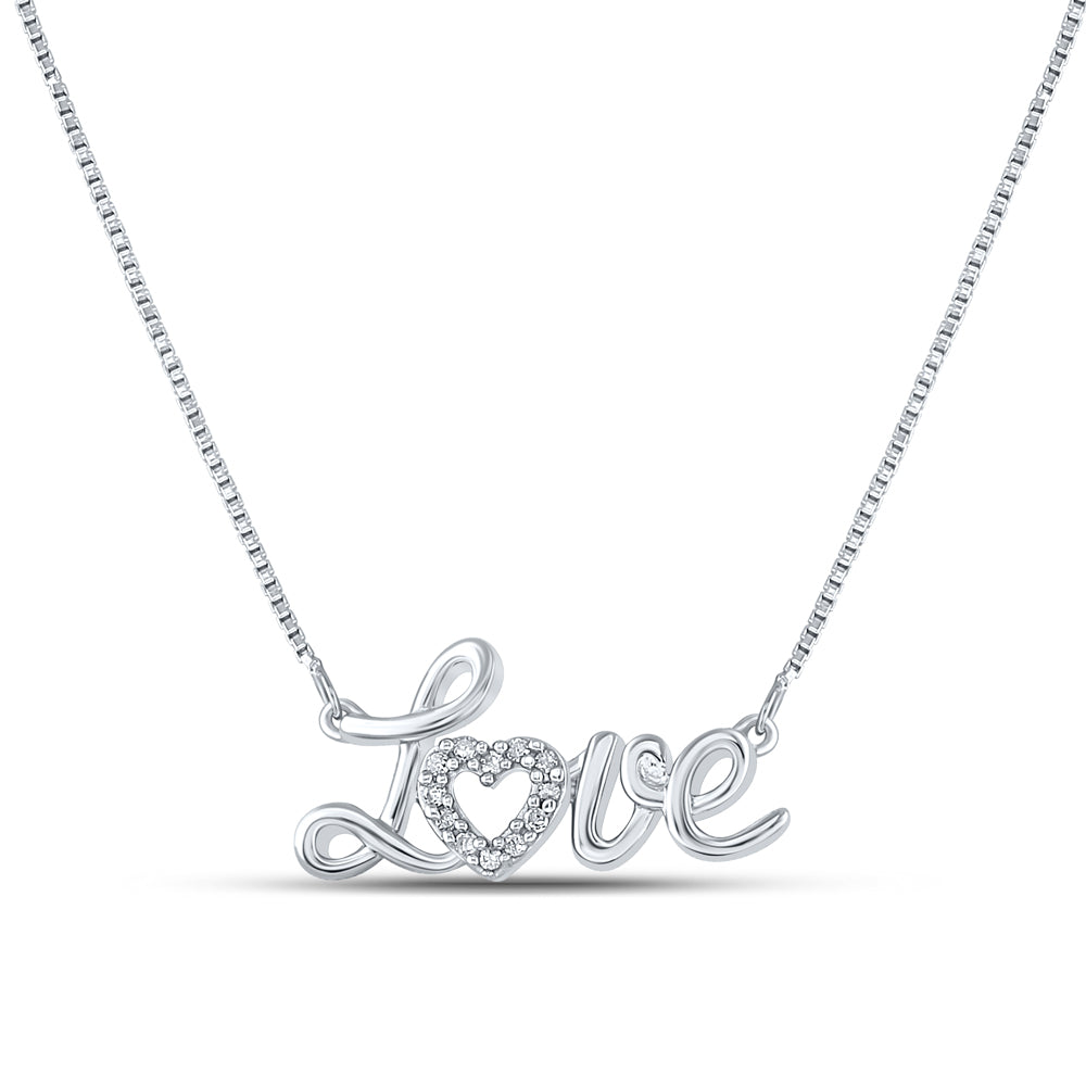 Sterling Silver 1/20 CTW-Natural Diamond Gift Love Necklace 0.88 Gram