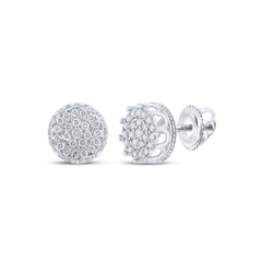10K White Gold 3/4 CTW-Natural Diamond Crown Round Shape Earring 3.1 Gram