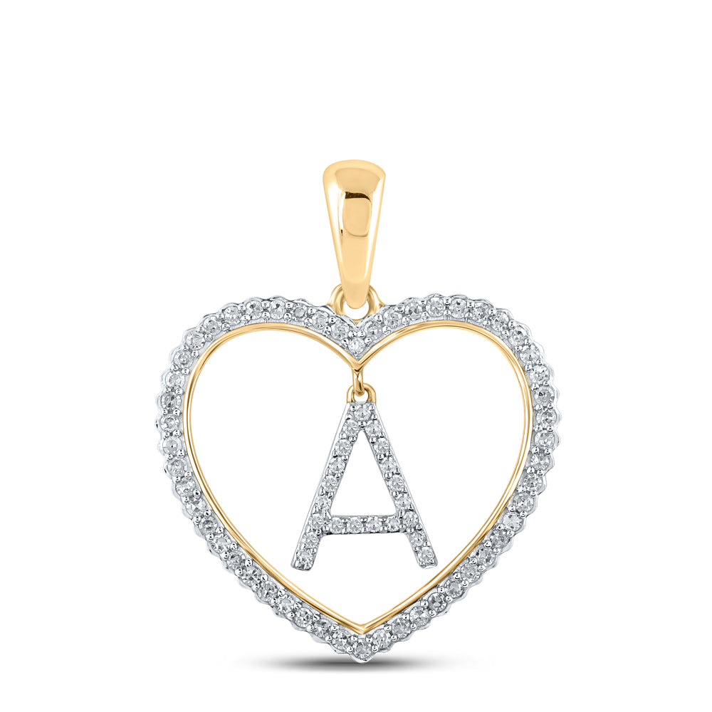 1/4CTW-DIA CN INITIAL "A" HEART PENDANT