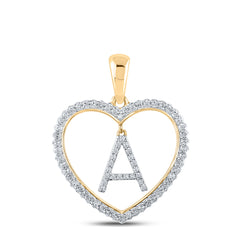 1/4CTW-DIA CN INITIAL "A" HEART PENDANT