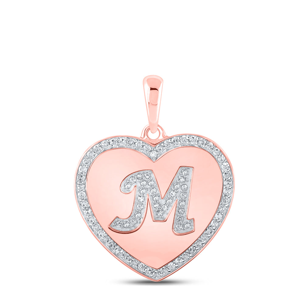 1/4CTW-DIA CN INITIAL "M" HEART PENDANT