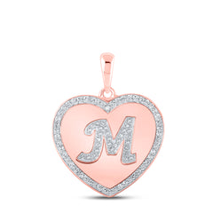 1/4CTW-DIA CN INITIAL "M" HEART PENDANT