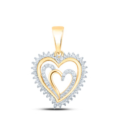 10K Yellow Gold 1/4 CTW-Natural Diamond Heart Pendant 1.69 Gram