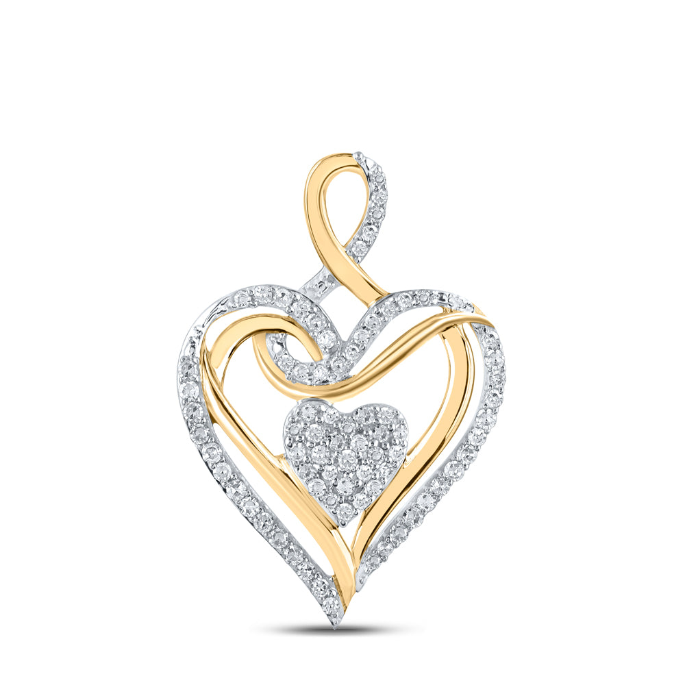 10K Yellow Gold 1/5 CTW-Natural Diamond Heart Pendant 1.66 Gram