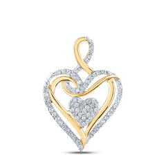 10K Yellow Gold 1/5 CTW-Natural Diamond Heart Pendant 1.66 Gram