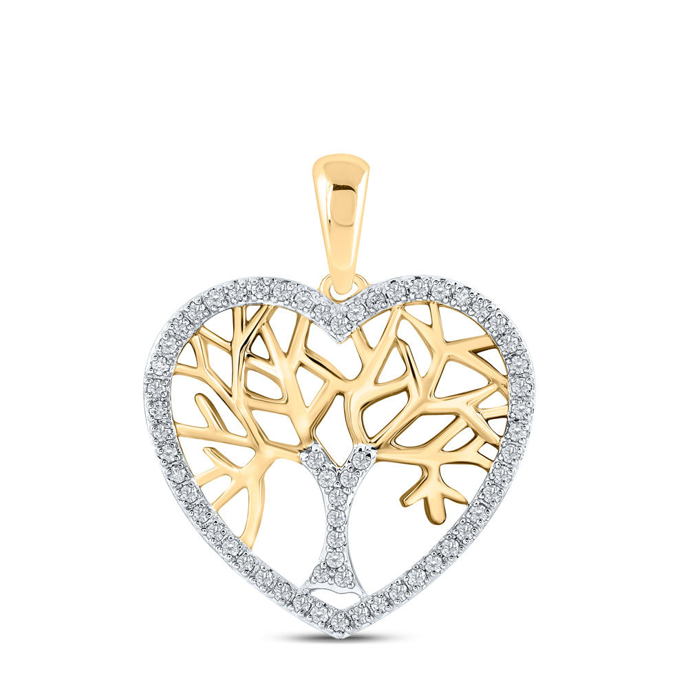 10K Yellow Gold 1/4 CTW-Natural Diamond Heart Pendant 2.4 Gram