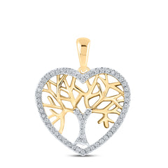 10K Yellow Gold 1/4 CTW-Natural Diamond Heart Pendant 2.4 Gram