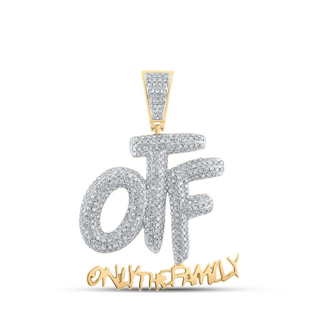 10K Yellow Gold 3/4 CTW-Natural Diamond Otf Mens Charm 4.54 Gram