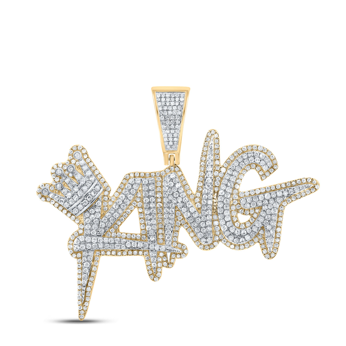 10K Two-Tone Gold 2 1/2 CTW-Natural Diamond King Mens Charm 12.21 Gram