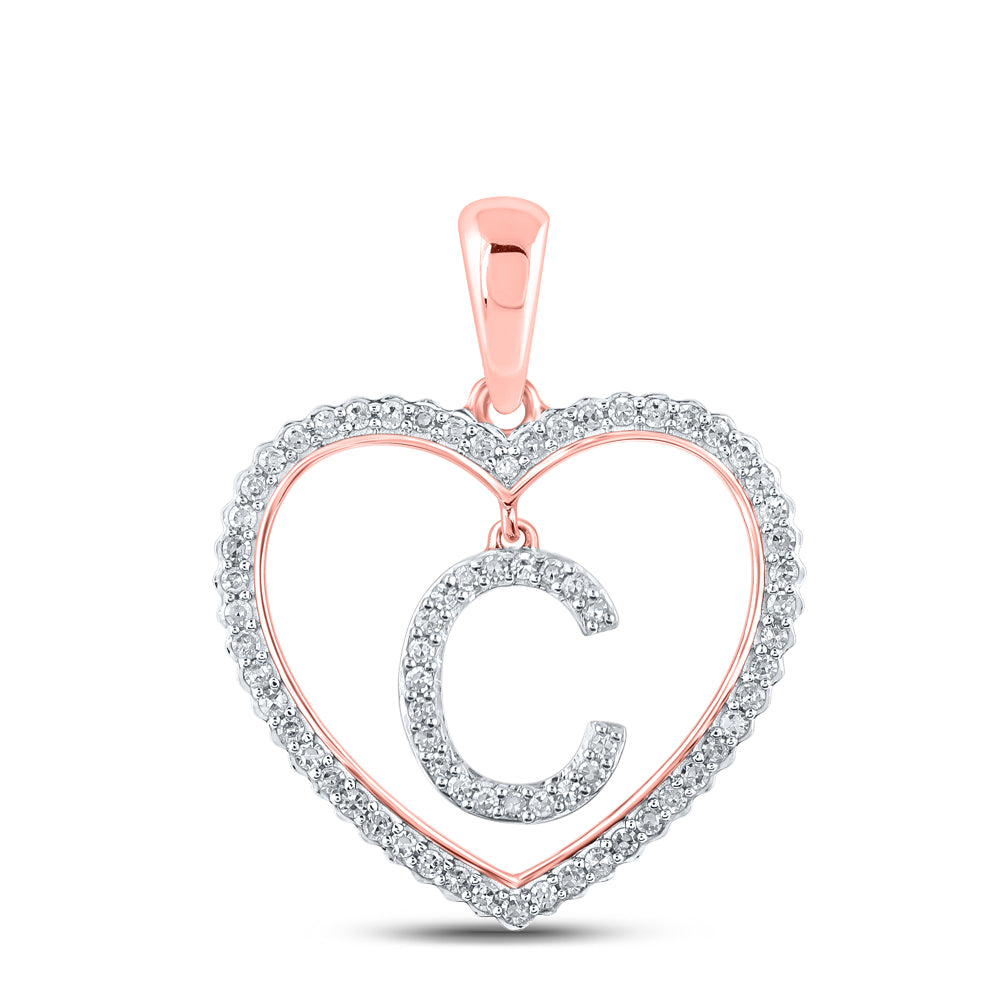 1/4CTW-DIA CN INITIAL "C" HEART PENDANT