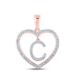 1/4CTW-DIA CN INITIAL "C" HEART PENDANT