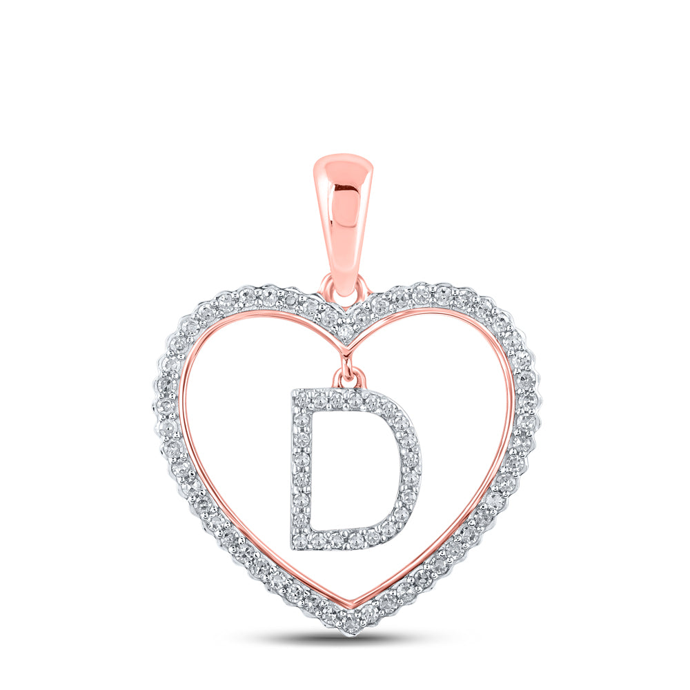 1/4CTW-DIA CN INITIAL "D" HEART PENDANT