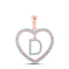 1/4CTW-DIA CN INITIAL "D" HEART PENDANT