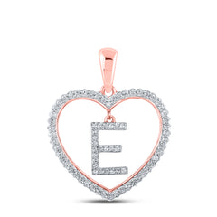 1/4CTW-DIA CN INITIAL "E" HEART PENDANT