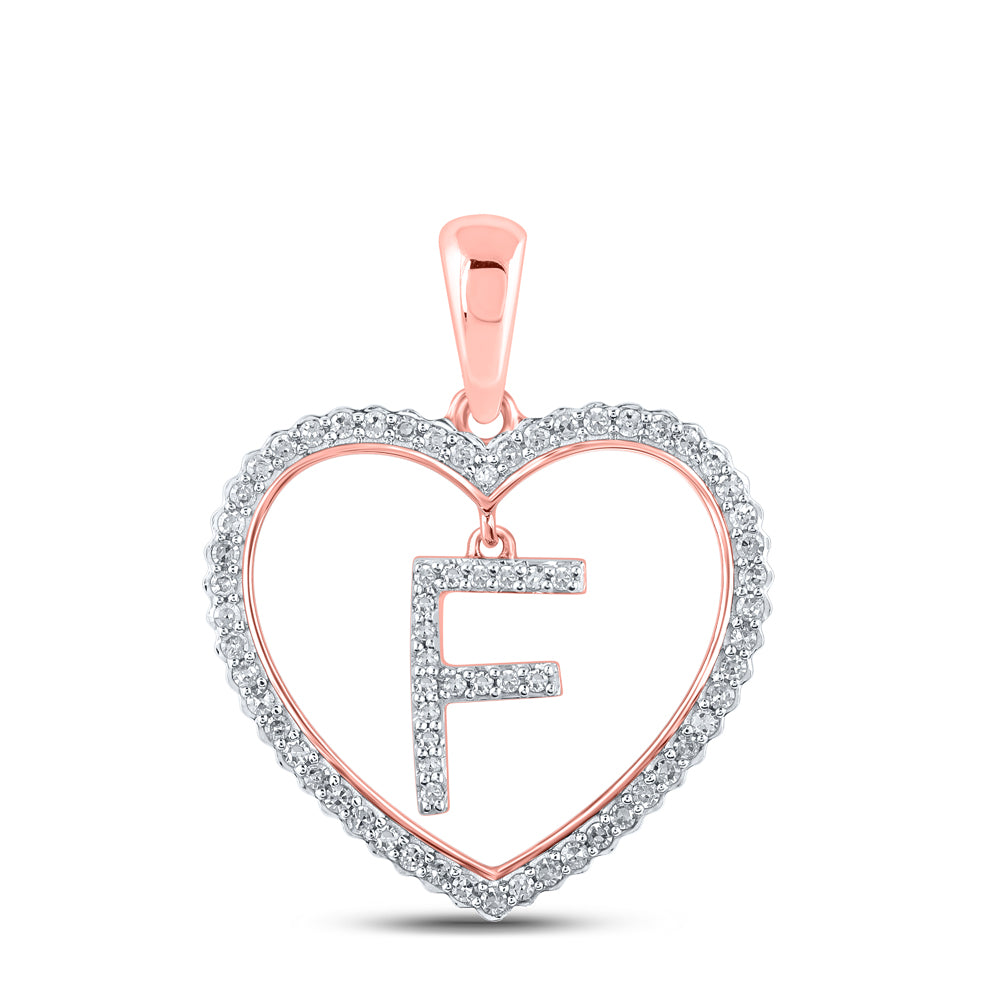 1/4CTW-DIA CN INITIAL "F" HEART PENDANT
